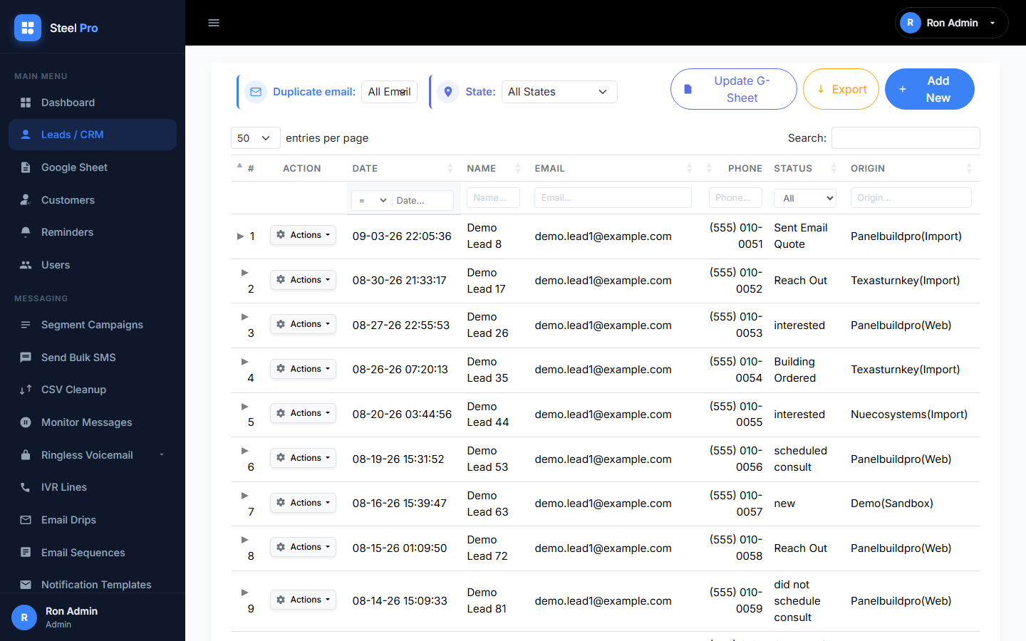 Leads CRM module