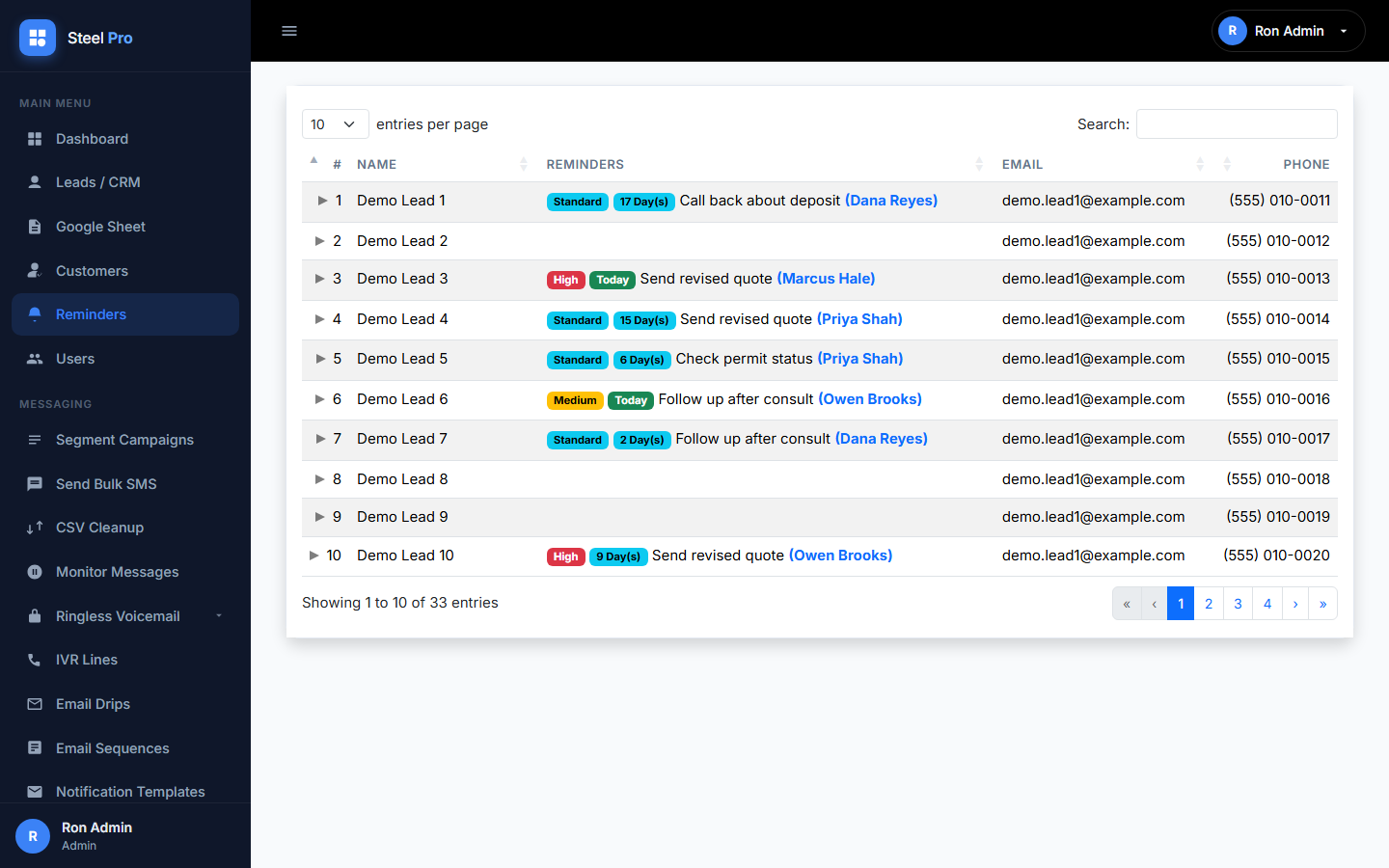Reminders module